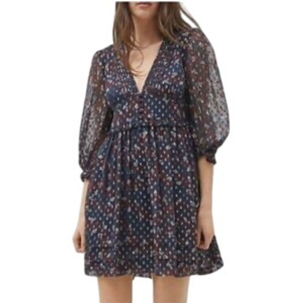 Urban Outfitters Boho Fall Mini‎ Dress V-Neck Long Sleeve Party Flowy Small